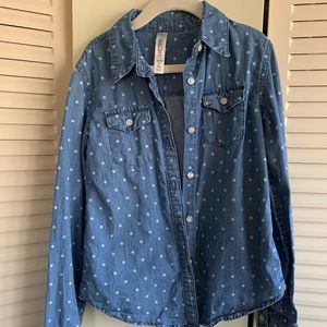 Polka dot chambray shirt